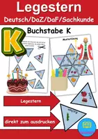 Vorschau - Spiele - GRATIS Legestern Buchstabe K Wortschatz - DaZ/DaF, Deutsch (Klassen 1 und 2) - Deckblatt