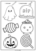 Vorschau - Mal- und Bastelvorlagen - 🎃 Halloween Kranz für Kinder – Süßer Kranz zum Ausmalen, Schneiden & Kleben (18 Motive) 👻 - Seite 3