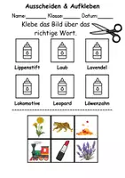 Vorschau - Mal- und Bastelvorlagen - Ausschneiden und kleben Buchstabe L - Wortschatz basteln Feinmotorik (Grundschule) - Seite 1