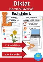 Vorschau - Test - GRATIS - Diktat Thema Buchstabe L - DaZ/DaF, Deutsch (Klasse 1 bis 4) - Deckblatt