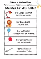 Vorschau - Test - GRATIS - Diktat Thema Buchstabe L - DaZ/DaF, Deutsch (Klasse 1 bis 4) - Seite 1