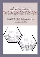 Vorschau - Mal- und Bastelvorlagen - Ausmalbild Blumenwiese - Deko für das Klassenzimmer/Fenster - Deckblatt