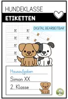 Vorschau - Präsentationen/Tafelbilder - Heftetiketten Hundeklasse – editierbare Etiketten für Hefte & Bücher Grundschule (A4) - Deckblatt
