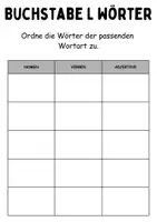 Vorschau - Mal- und Bastelvorlagen - Wortarten Chips Buchstabe L - DaZ/DaF, Deutsch (Nomen, Verben, Adjektive) - Seite 1