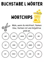 Vorschau - Mal- und Bastelvorlagen - Wortarten Chips Buchstabe L - DaZ/DaF, Deutsch (Nomen, Verben, Adjektive) - Seite 2