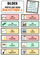 Vorschau - Arbeitsblätter - Vokabelzettel/Bildkarten Thema Buchstabe L - DaZ/DaF, Deutsch (Wortschatz) - Seite 2