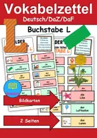 Vorschau - Arbeitsblätter - Vokabelzettel/Bildkarten Thema Buchstabe L - DaZ/DaF, Deutsch (Wortschatz) - Deckblatt