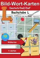 Vorschau - Mal- und Bastelvorlagen - Bild-Wort-Karten Thema Buchstabe L - DaZ/DaF, Deutsch (Wortschatz) - Deckblatt
