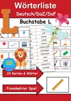 Vorschau - Arbeitsblätter - Wörterliste Buchstabe L - DaZ/DaF, Deutsch (Grundschule) Kartenspiel - Deckblatt