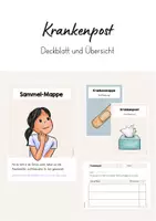 Vorschau - Arbeitsblätter - Krankenpost / Krankenmappe - Deckblatt und Mitteilungsblatt (beige, blau) - Deckblatt
