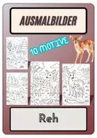 Vorschau - Mal- und Bastelvorlagen - Ausmalbilder - Reh - 10 Vorlagen - Deckblatt