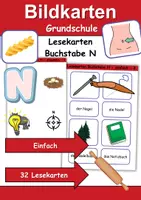Vorschau - Spiele - Lesekarten/Bildkarten Buchstabe N einfach - DaZ/DaF, Deutsch (Grundschule) - Deckblatt