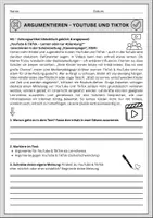 Vorschau - Fördermaterial/Inklusion - Argumentieren: Kurzvideo- und Videoplattformen im Unterricht – Lernchance oder Zeitverschwendung? (mit Musterlösung) | Pro- und Contra-Argumente | Erörterung | Medienkompetenz | Schule & soziale Medien | Diskussion | Argumentationskette - Seite 1