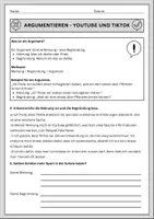 Vorschau - Fördermaterial/Inklusion - Argumentieren: Kurzvideo- und Videoplattformen im Unterricht – Lernchance oder Zeitverschwendung? (mit Musterlösung) | Pro- und Contra-Argumente | Erörterung | Medienkompetenz | Schule & soziale Medien | Diskussion | Argumentationskette - Seite 2