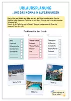 Vorschau - Arbeitsblätter - Kommas in Aufzählungen: Übungsmaterial mit Alltagsbezug / Deutsch 4-5 / Zeichensetzung / Thema Urlaub - Seite 1