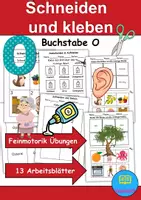 Vorschau - Arbeitsblätter - Ausschneiden und kleben Buchstabe O - Wortschatz basteln Feinmotorik (Grundschule) - Deckblatt