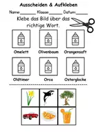 Vorschau - Arbeitsblätter - Ausschneiden und kleben Buchstabe O - Wortschatz basteln Feinmotorik (Grundschule) - Seite 1