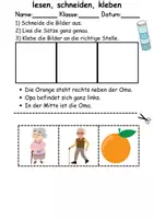Vorschau - Mal- und Bastelvorlagen - Buchstabe O Leserätsel - Lesen, schneiden, kleben - DaZ/DaF, Deutsch, Sachunterricht - Seite 1