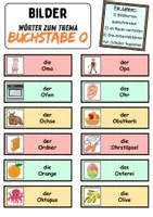 Vorschau - Mal- und Bastelvorlagen - Vokabelzettel/Bildkarten Thema Buchstabe O - DaZ/DaF, Deutsch (Wortschatz) - Seite 1