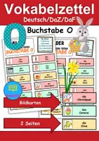 Vorschau - Mal- und Bastelvorlagen - Vokabelzettel/Bildkarten Thema Buchstabe O - DaZ/DaF, Deutsch (Wortschatz) - Deckblatt