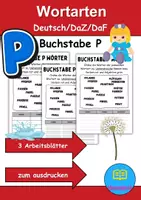 Vorschau - Lehrpläne/Lehrermaterial - Wortarten Buchstabe P - DaZ/DaF, Deutsch (Nomen, Verben, Adjektive) - Deckblatt