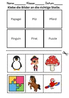Vorschau - Arbeitsblätter - Bilder an die richtige Stelle kleben Thema Buchstabe P - DaZ/DaF, Deutsch (Wortschatz) - Seite 1