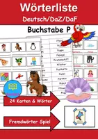 Vorschau - Mal- und Bastelvorlagen - Wörterliste Buchstabe P - DaZ/DaF, Deutsch (Grundschule) Kartenspiel - Deckblatt