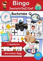 Vorschau - Mal- und Bastelvorlagen - Wortschatz Bingo - Buchstabe Q (Klasse 1 und 2) - Deckblatt