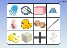 Vorschau - Mal- und Bastelvorlagen - Wortschatz Bingo - Buchstabe Q (Klasse 1 und 2) - Seite 1