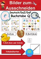Vorschau - Arbeitsblätter - Vokabelbilder Buchstabe Q - Bilder zum ausschneiden (Klasse 1 und 2) - Deckblatt