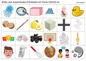 Vorschau - Arbeitsblätter - Vokabelbilder Buchstabe Q - Bilder zum ausschneiden (Klasse 1 und 2) - Seite 1