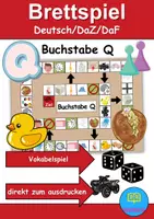 Vorschau - Mal- und Bastelvorlagen - Brettspiel Buchstabe Q Wortschatzspiel Grundschule DaZ/DaF/Deutsch - Deckblatt