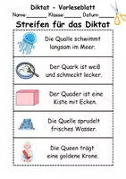 Vorschau - Arbeitsblätter - GRATIS - Diktat Thema Buchstabe Q - DaZ/DaF, Deutsch (Klasse 1 bis 4) - Seite 1