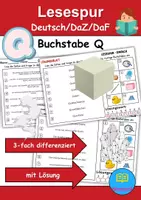 Vorschau - Arbeitsblätter - Lesespur / Leserätsel Thema Buchstabe Q - DaZ/DaF, Deutsch - Deckblatt