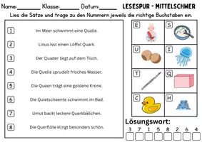 Vorschau - Arbeitsblätter - Lesespur / Leserätsel Thema Buchstabe Q - DaZ/DaF, Deutsch - Seite 2