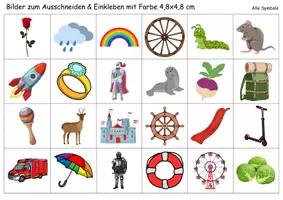 Vorschau - Arbeitsblätter - Vokabelbilder Buchstabe R - Bilder zum ausschneiden (Klasse 1 und 2) - Seite 1