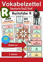 Vorschau - Arbeitsblätter - Vokabelzettel/Bildkarten Thema Buchstabe R - DaZ/DaF, Deutsch (Wortschatz) - Deckblatt