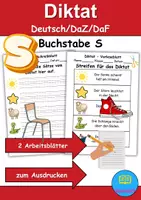 Vorschau - Arbeitsblätter - GRATIS - Diktat Thema Buchstabe S - DaZ/DaF, Deutsch (Klasse 1 bis 4) - Deckblatt