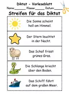 Vorschau - Arbeitsblätter - GRATIS - Diktat Thema Buchstabe S - DaZ/DaF, Deutsch (Klasse 1 bis 4) - Seite 1