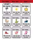 Vorschau - Spiele - Ich habe, wer hat? (Buchstabe S) 1. Klasse Deutsch, DaZ/DaF - Wortschatz Förderung, Hörverstehen, Leseverstehen - Gruppenspiel - Seite 1