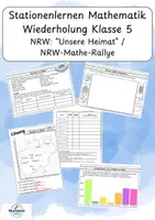 Vorschau - Arbeitsblätter - Stationenlernen Mathematik - Wiederholung Klasse 5 im Kontext NRW - Deckblatt