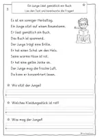 Vorschau - Arbeitsblätter - Leseverständnis Herbst mit Fragen differenziert, Klasse 2, 3, 4 - Seite 3