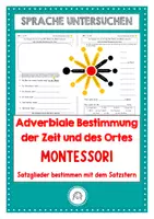 Vorschau - Arbeitsblätter - Satzglieder bestimmen nach Montessori mit dem Satzstern. Bestimmung des Ortes und der Zeit! - Deckblatt