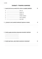 Vorschau - Arbeitsblätter - Leistungskontrolle zum pretérito indefinido (Wiederholung) - Deckblatt