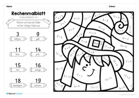 Vorschau - Arbeitsblätter - 8 Rechenmalblätter zu Halloween (Zahlenraum 20) - Seite 2