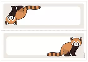 Vorschau - Mal- und Bastelvorlagen - Namensschilder roter Panda | 6 Panda-Motive Pandaklasse - Seite 1