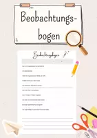 Vorschau - Anderer Materialtyp - Beobachtungsbogen für die 1. Klasse - Deckblatt