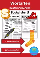 Vorschau - Lehrpläne/Lehrermaterial - Wortarten Buchstabe S - DaZ/DaF, Deutsch (Nomen, Verben, Adjektive) - Deckblatt