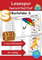 Vorschau - Spiele - Lesespur / Leserätsel Thema Buchstabe S - DaZ/DaF, Deutsch - Deckblatt