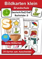Vorschau - Mal- und Bastelvorlagen - Kleine Bildkarten Buchstabe S - DaZ/DaF, Deutsch (Grundschule) Vokabelkarten - Deckblatt